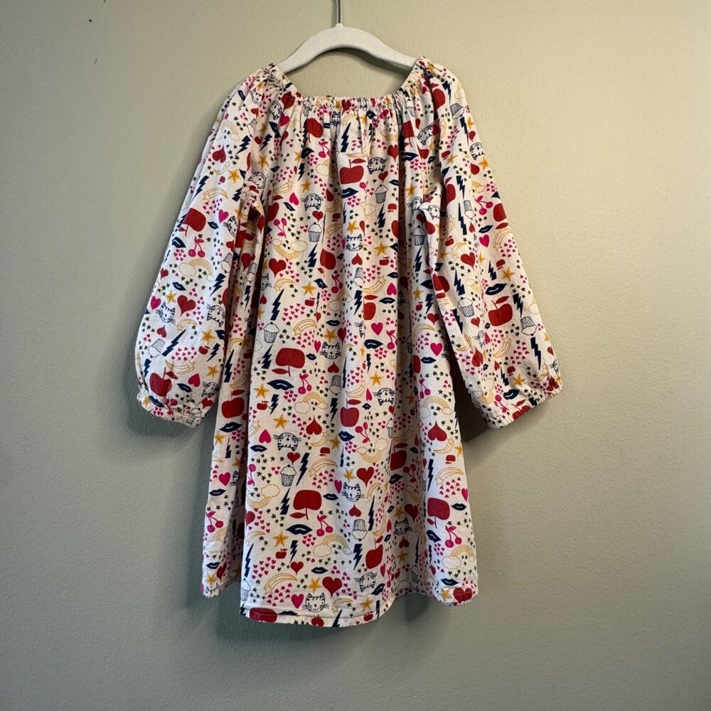 HAPPY BY PINK CHICKEN Peasant Dress Girls 8 Cotton Colorful Cats Hearts Stars - Picture 2 of 7